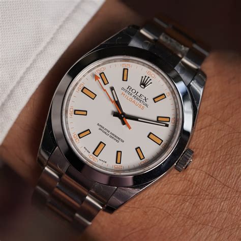 rolex milgauss white face